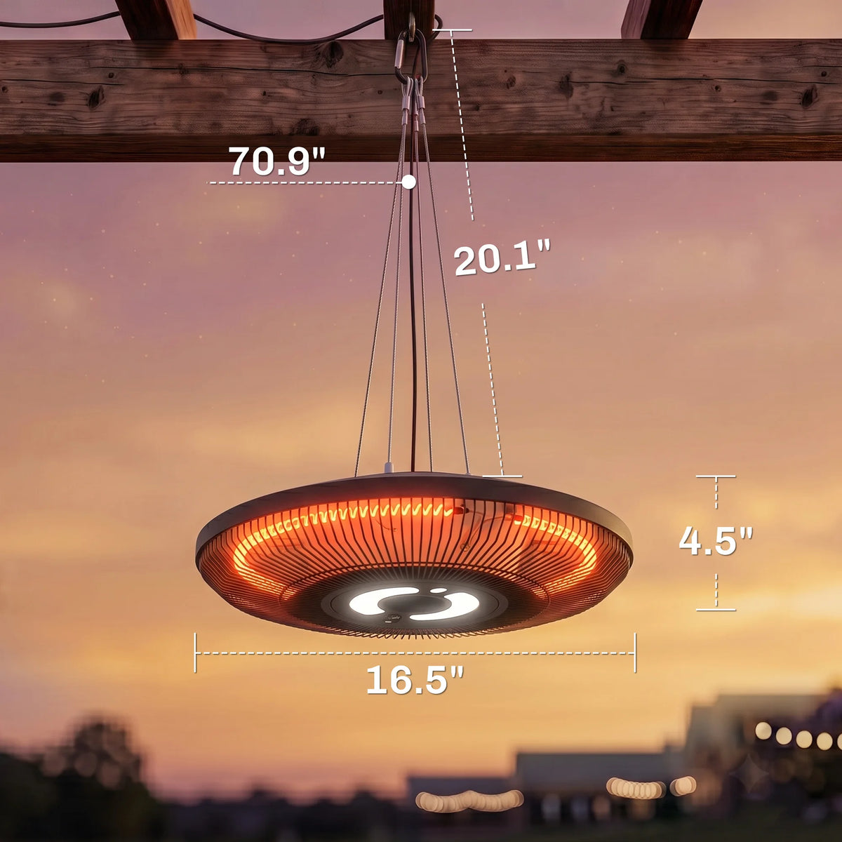 Outsunny Electric Patio Heater With LED Light And Dual Heat