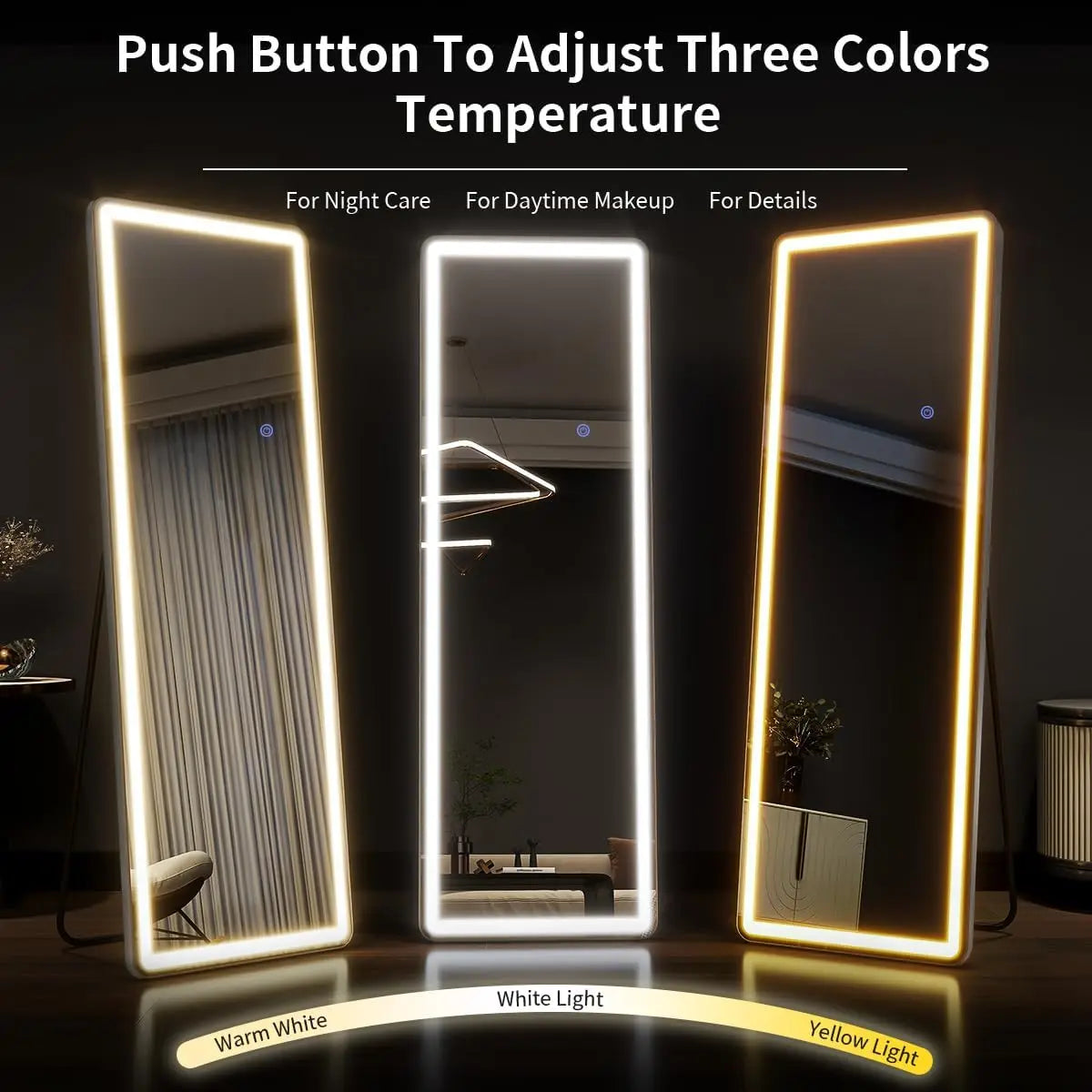 Koonmi Full Length LED Floor Mirror With Dimmable Lighted Stand