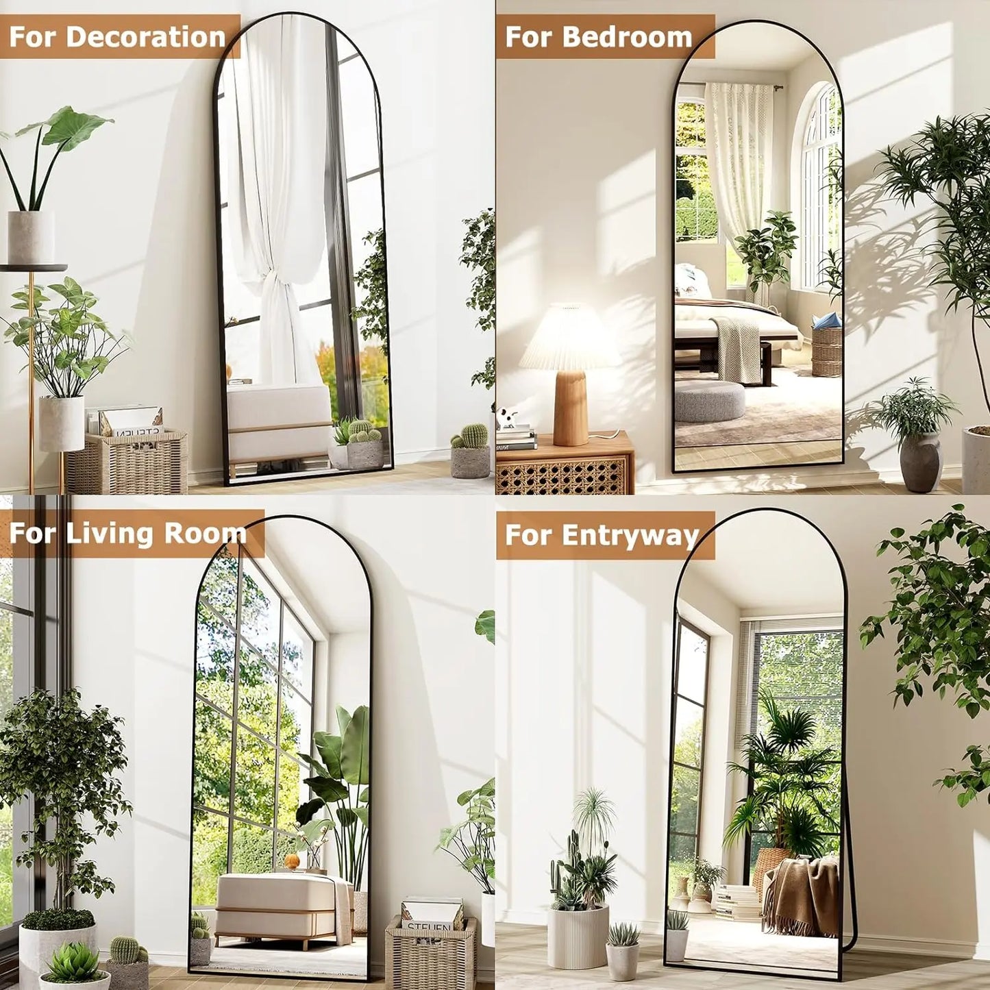 Beautypeak Arched Full Length Mirror With Aluminum Frame