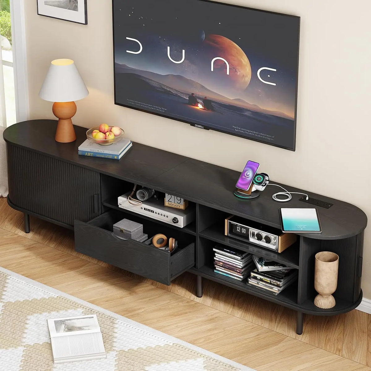 ONBRILL TV Stand With Power Outlet For Living Rooms