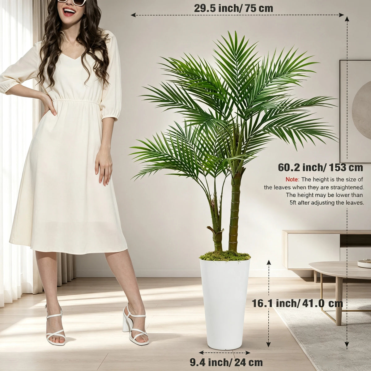 Olitree Artificial Areca Palm Tree with Planter for Home Decor