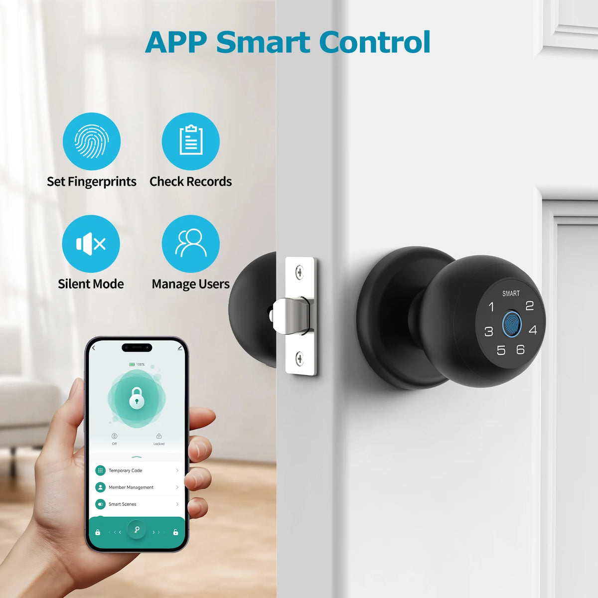 Viladepot Smart Lock Fingerprint Passcode App Control Type-C Emergency Power