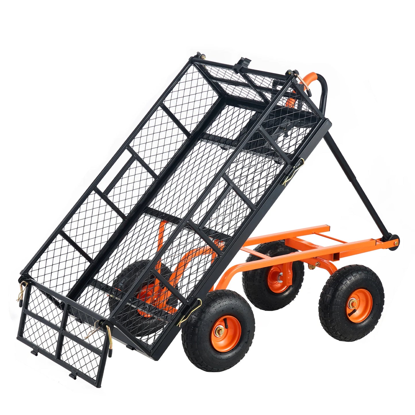 SucceBuy Heavy Duty Metal Garden Cart Versatile Utility Wagon
