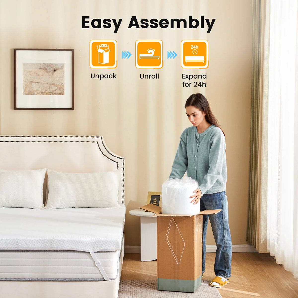 MCQ Memory Foam Mattress Topper With Removable Cooling Cover