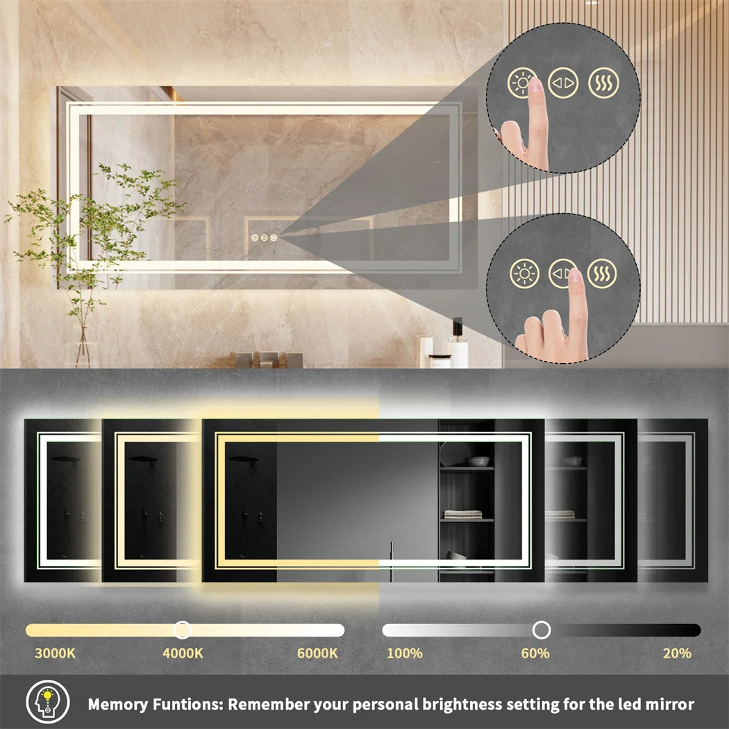 LUVODI Backlit Vanity Mirror With Fogless Touch Lighting