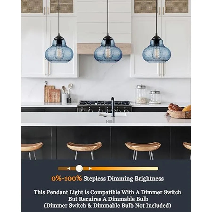 Modern Hand Blown Bubble Glass Pendant Lighting Set