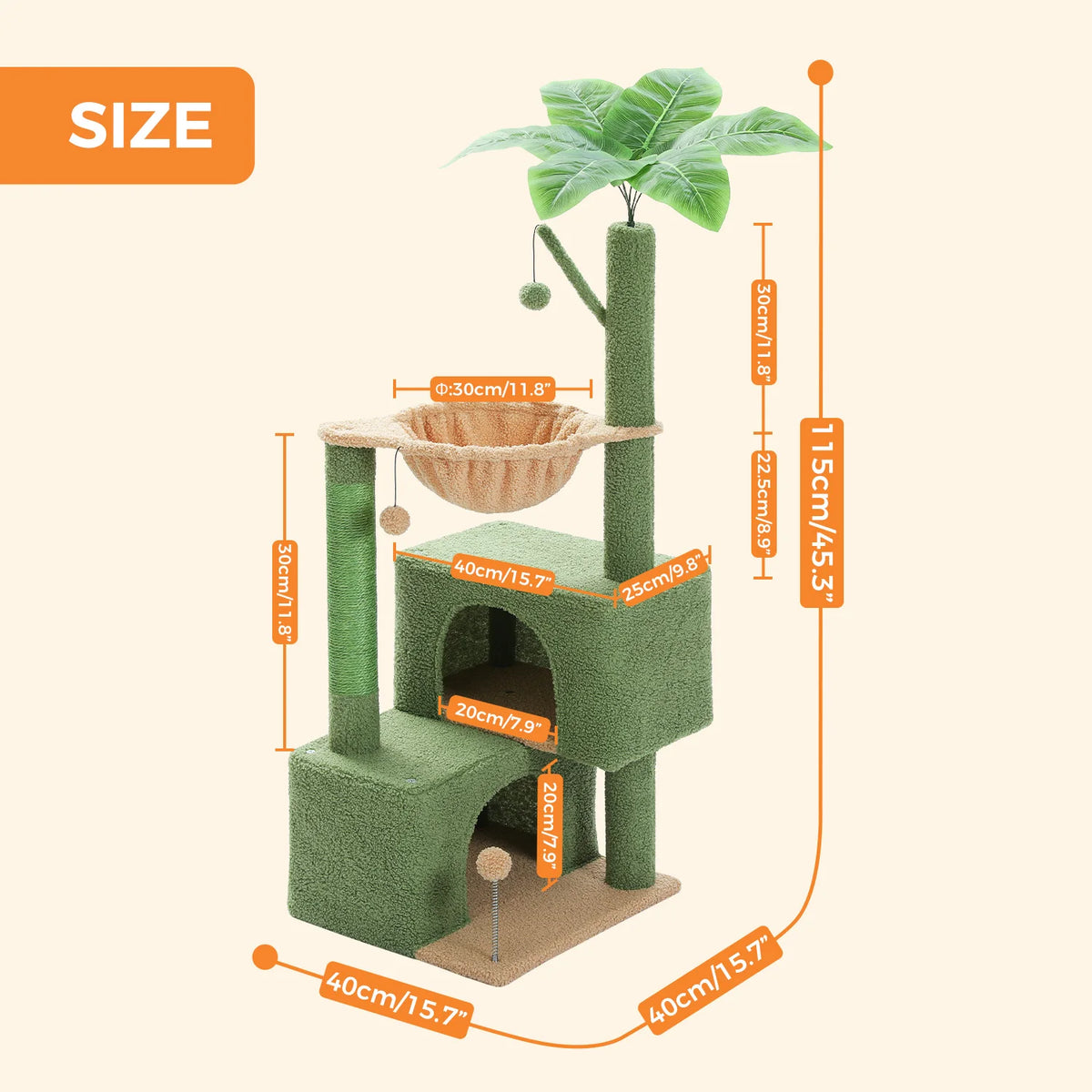 Pequlti Cactus Cat Tree With Cozy Condo And Scratching Post
