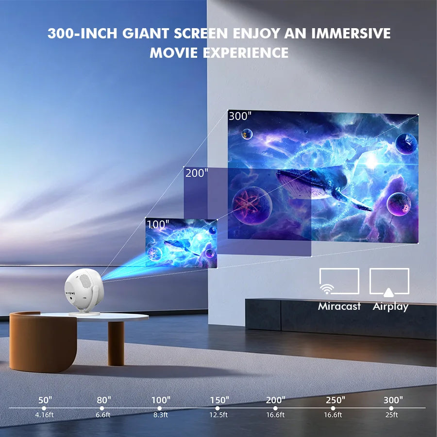 Portable Smart Projector Featuring 4K Support Auto Focus And Bluetooth