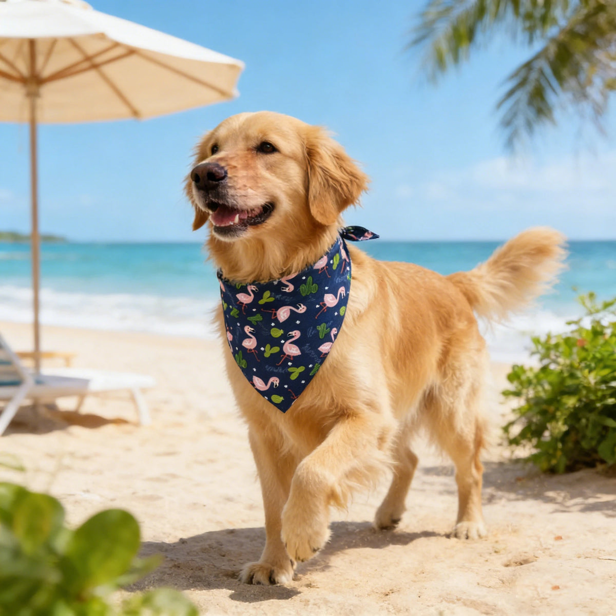 Adjustable Soft Washable Dog Bandana With Fruit Floral Design