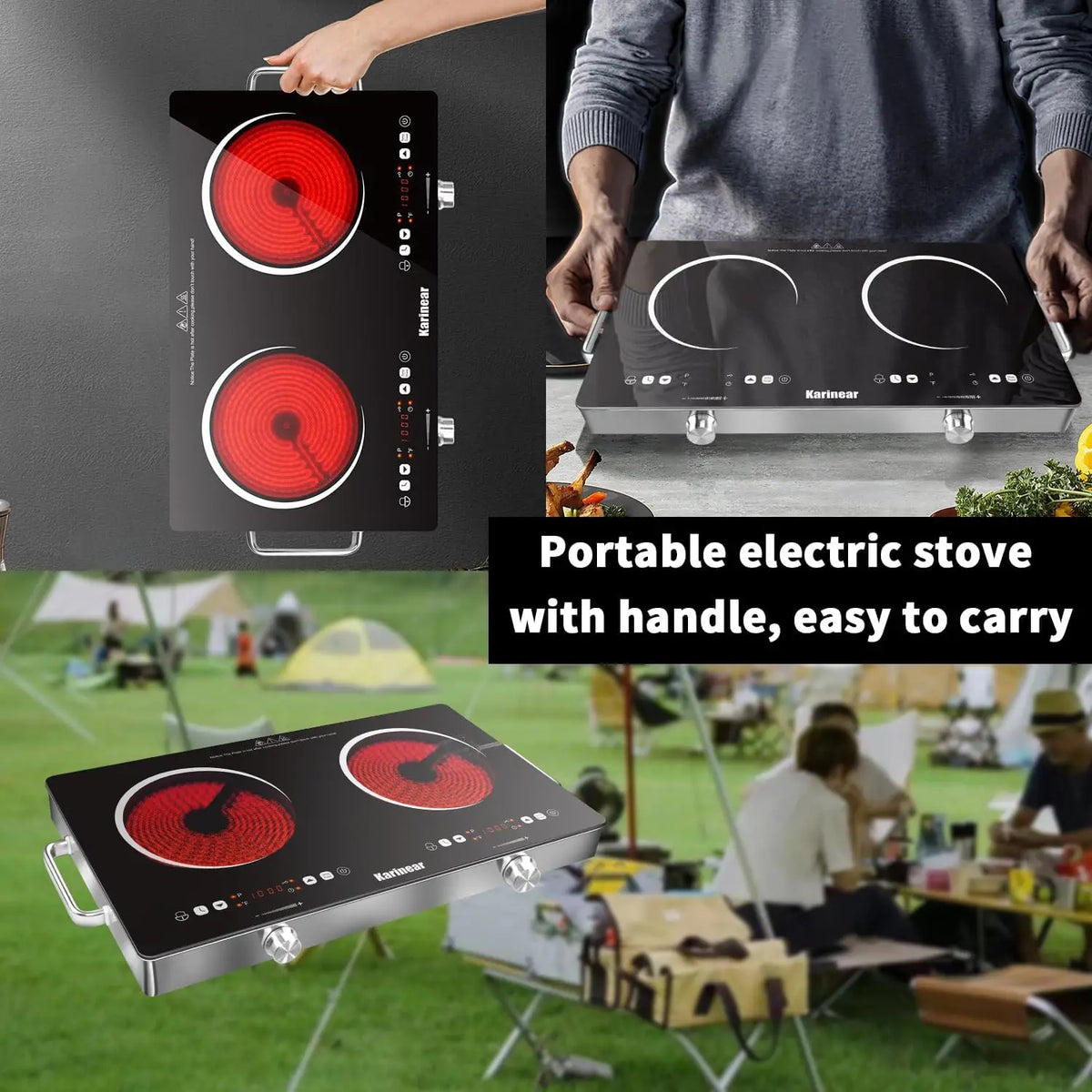 Karinear Dual Zone Electric Ceramic Hob With Safety Lock