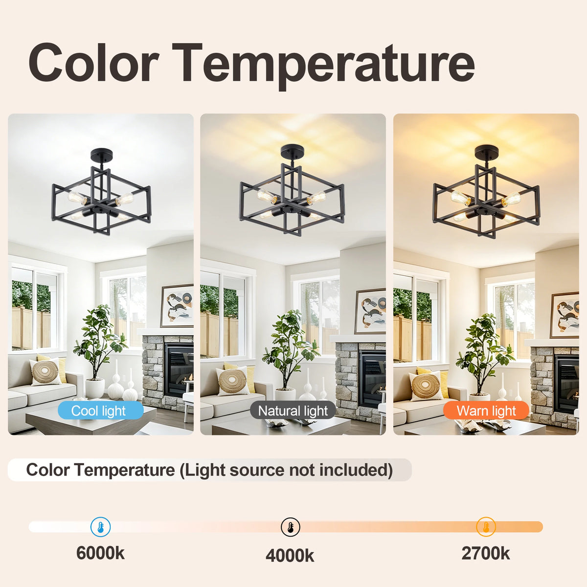 ARLGSITE 4 Light Industrial Geometric Flush Mount Ceiling Light