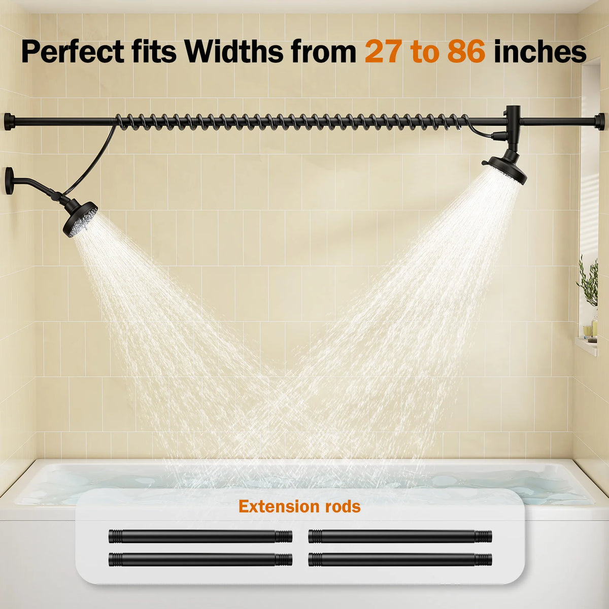 Stainless Steel Dual Shower Head For Two With Adjustable Slider
