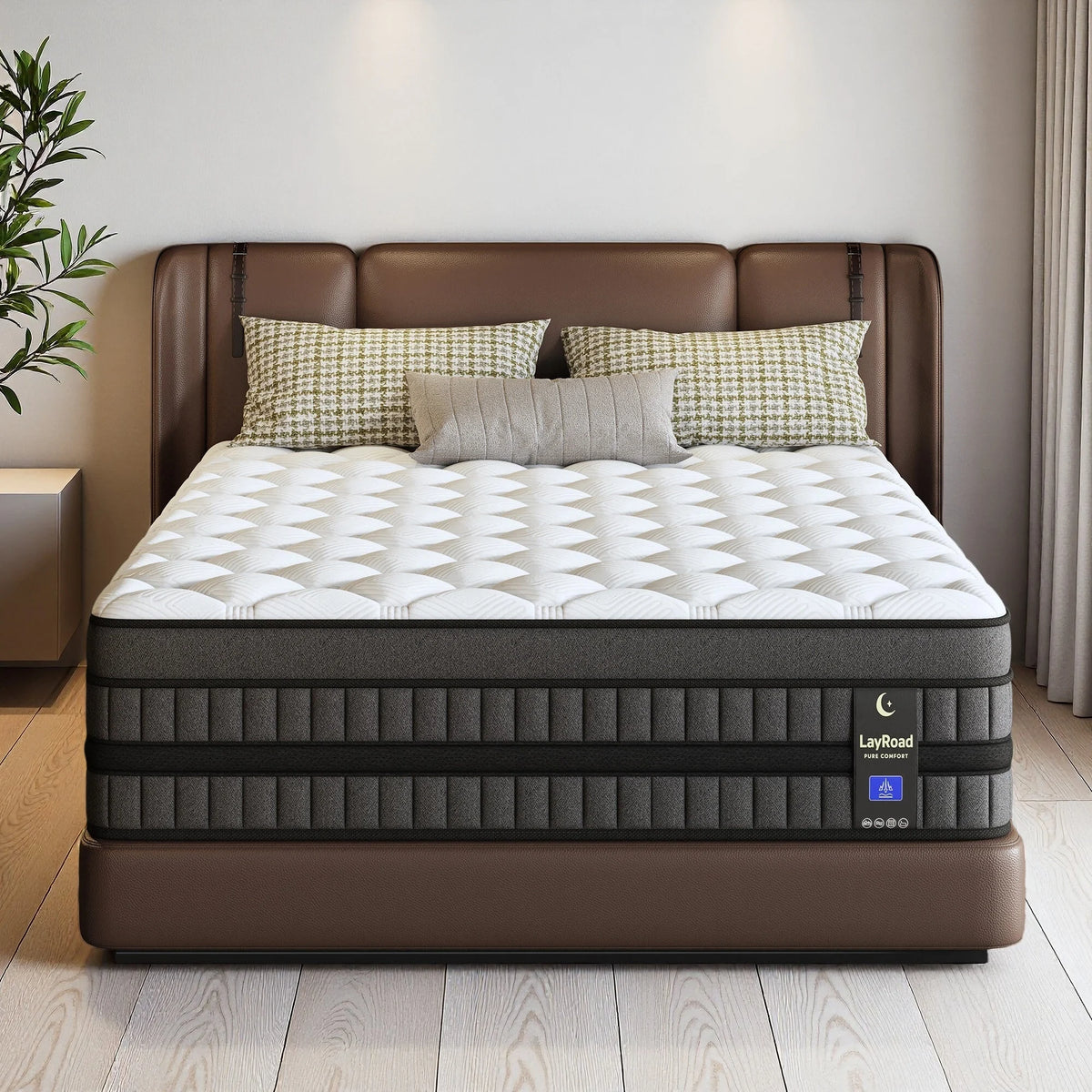 LAYROAD Memory Foam Hybrid Mattress With Pocket Springs Medium Firm