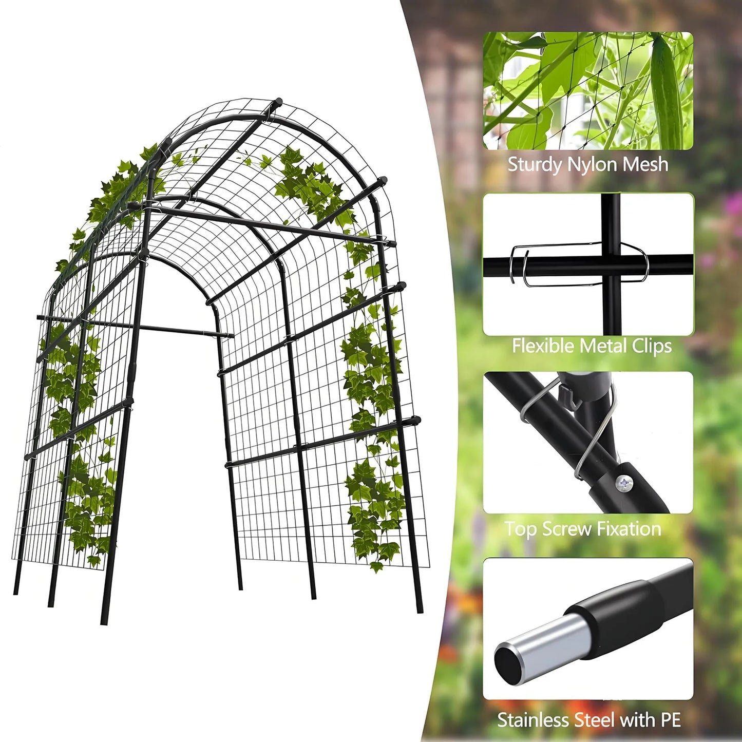 HiMISS Adjustable Metal Garden Arch Trellis For Climbing Plants