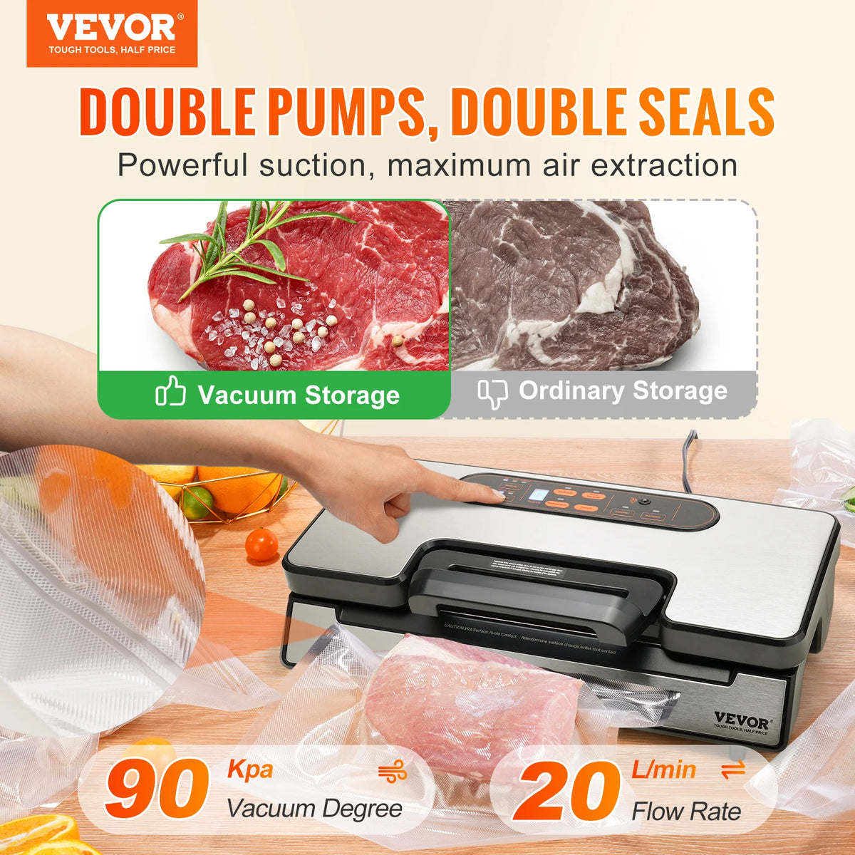SucceBuy Vacuum Sealer Machine for Food Packaging and Kitchen Storage