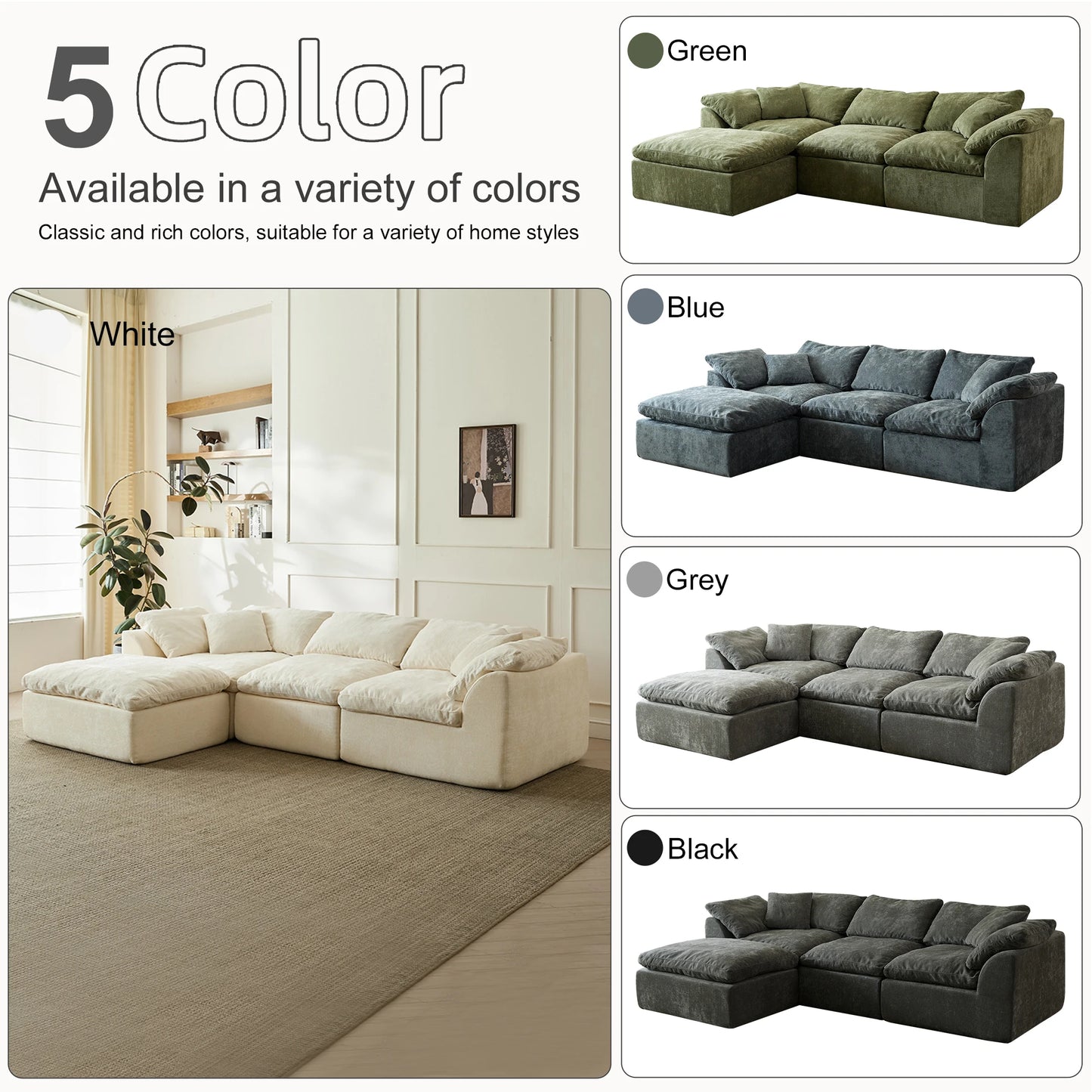 Yeflixvrau Contemporary L Shaped Modular Sectional Sofa