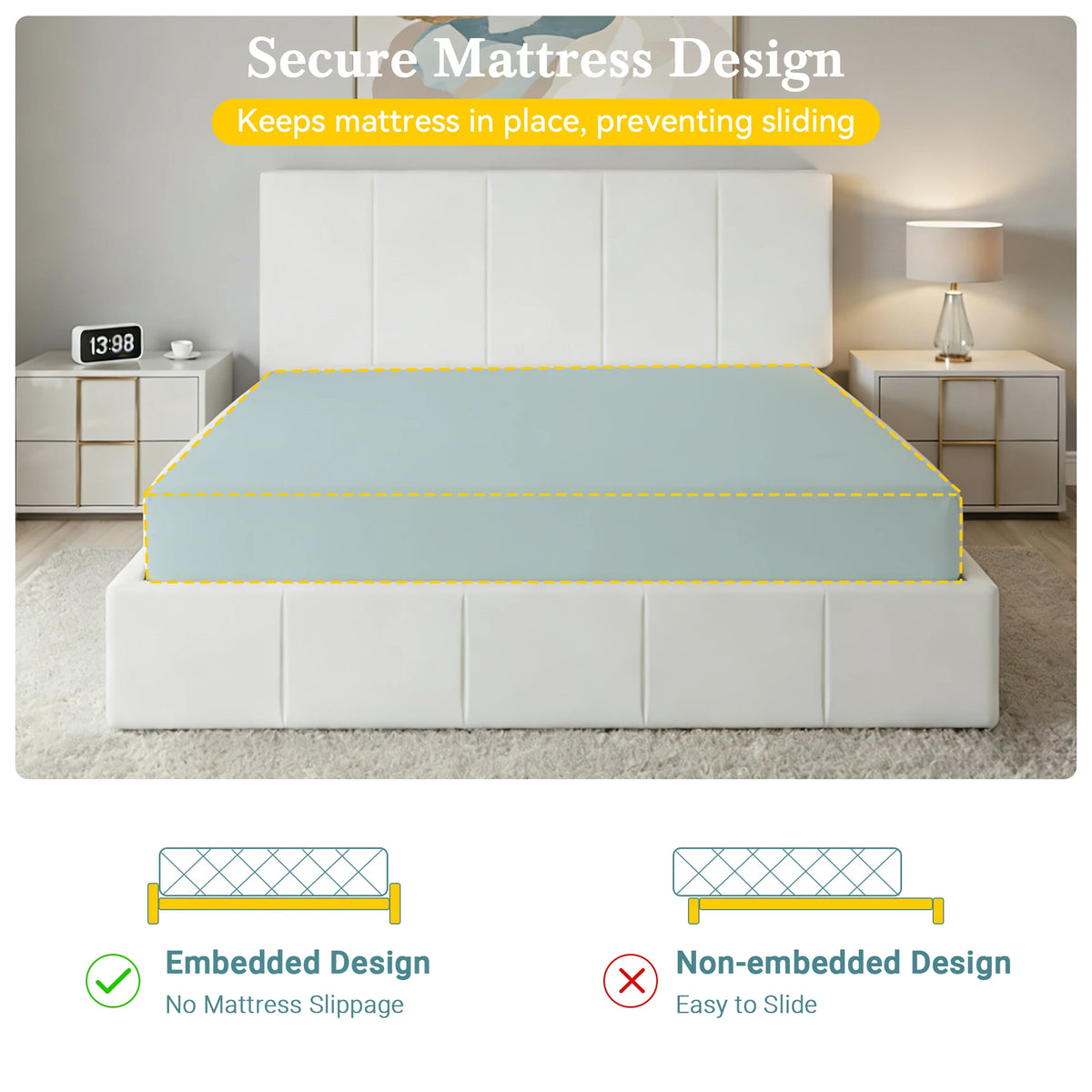 HOOMIC Dutch Velvet Upholstered Platform Bed With Tufted Headboard
