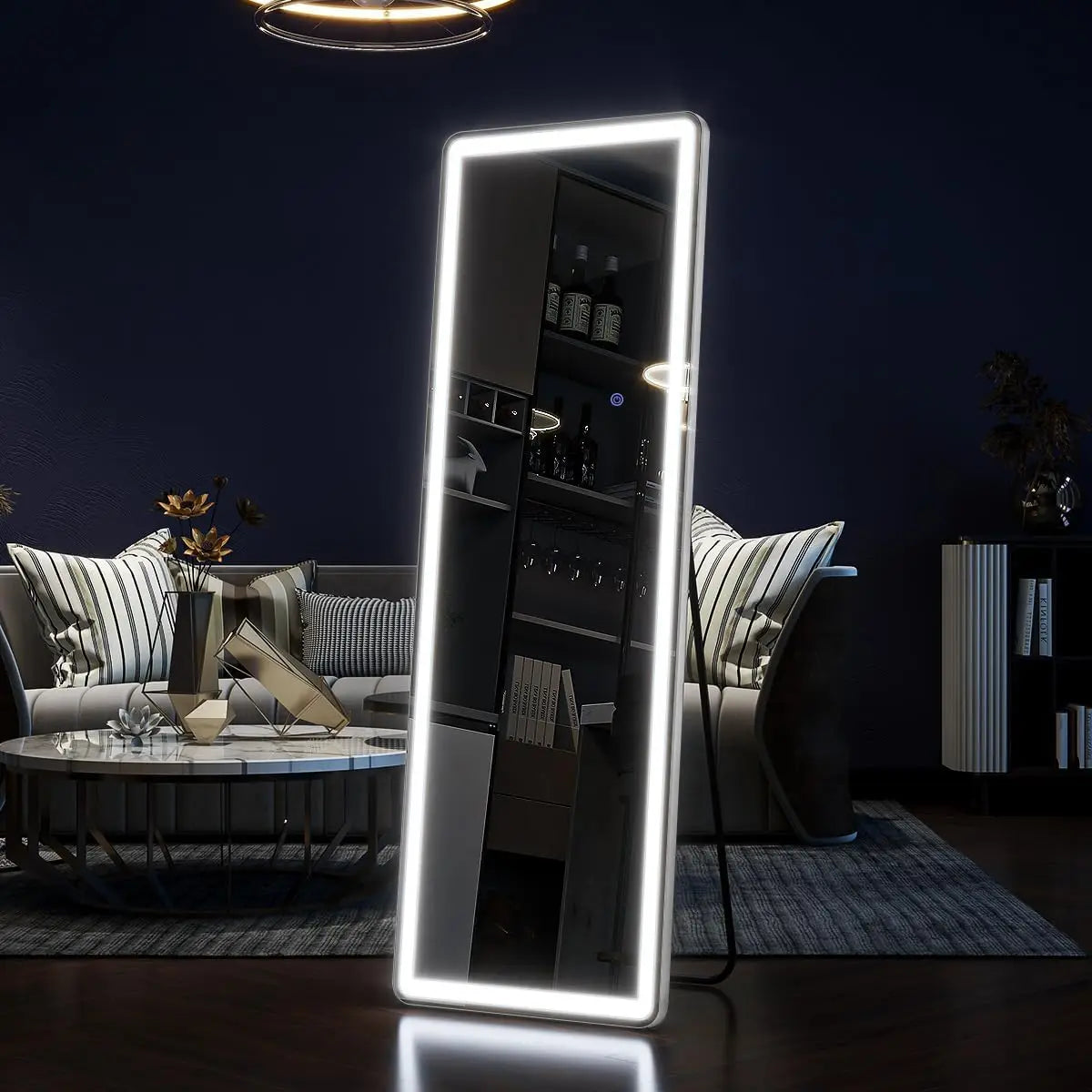 Koonmi Full Length LED Floor Mirror With Dimmable Lighted Stand