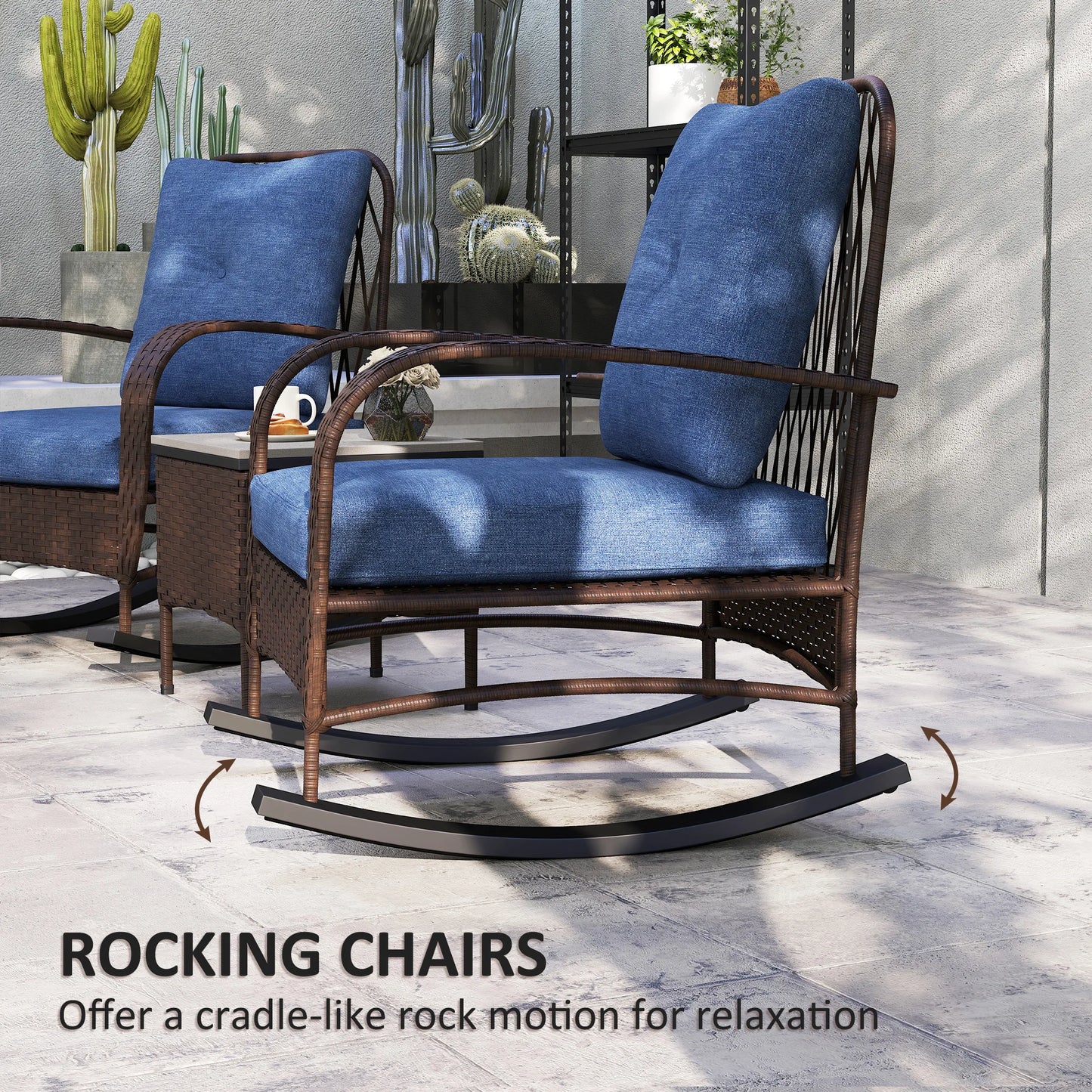 Outsunny Outdoor Patio Rocking Chairs Set With Coffee Table