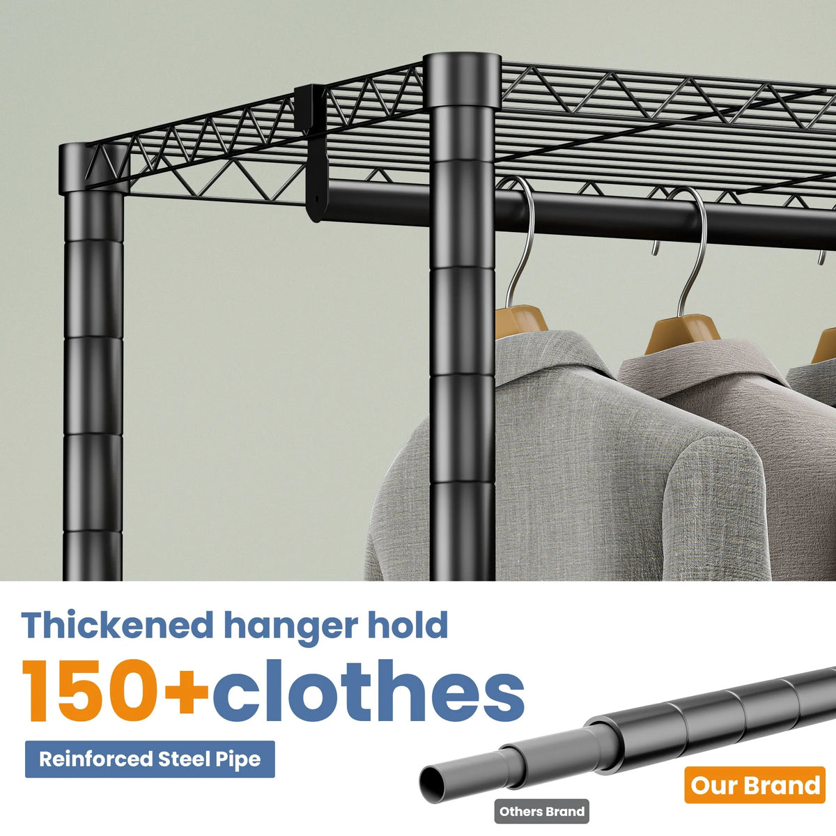 Freestanding Metal Clothes Rack Storage Organizer For Home And Bedroom
