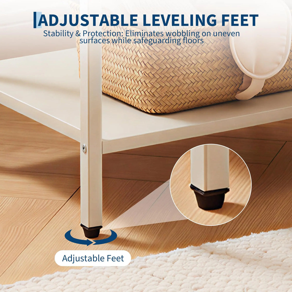 HiMISS Modern Nightstand With Charging Station And Fabric Drawer
