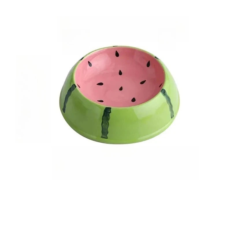 Ceramic Watermelon Shape Pet Bowl For Cats And Dogs