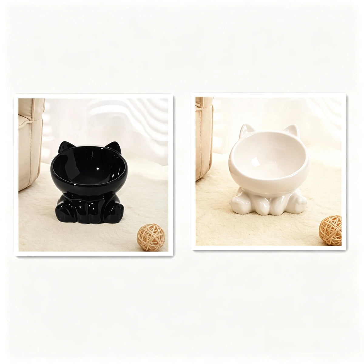 Ceramic Cat Bowl With Raised Neck Guard For Easy Eating