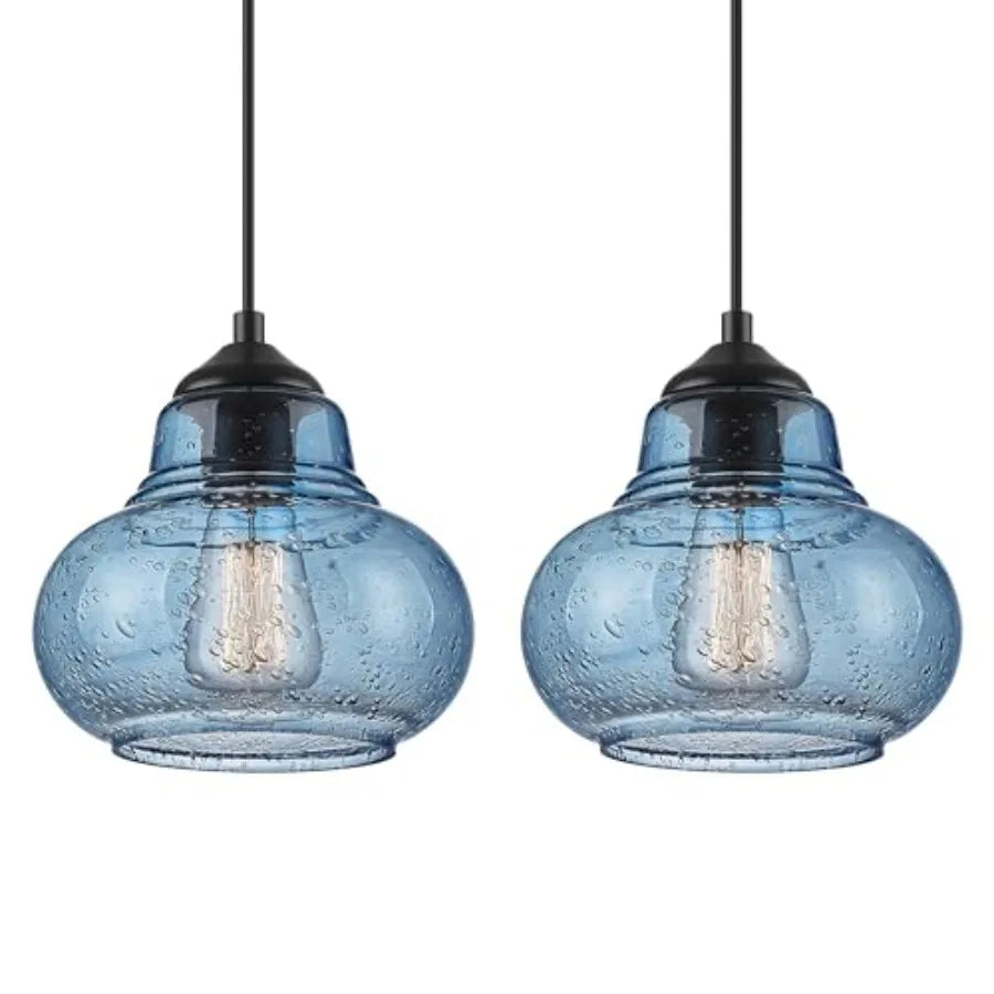 Modern Hand Blown Bubble Glass Pendant Lighting Set