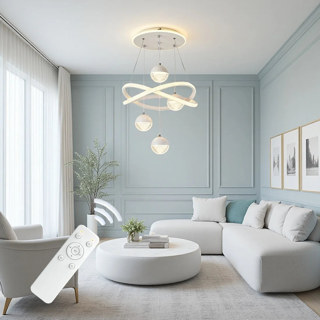 Four Sphere Led Pendant Light With Remote Control And Dimmable