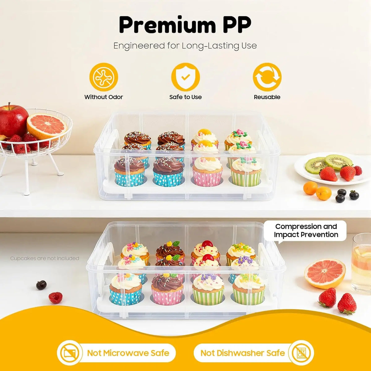 Bymaocar Stackable 4 Tier Cupcake And Brownie Carrier