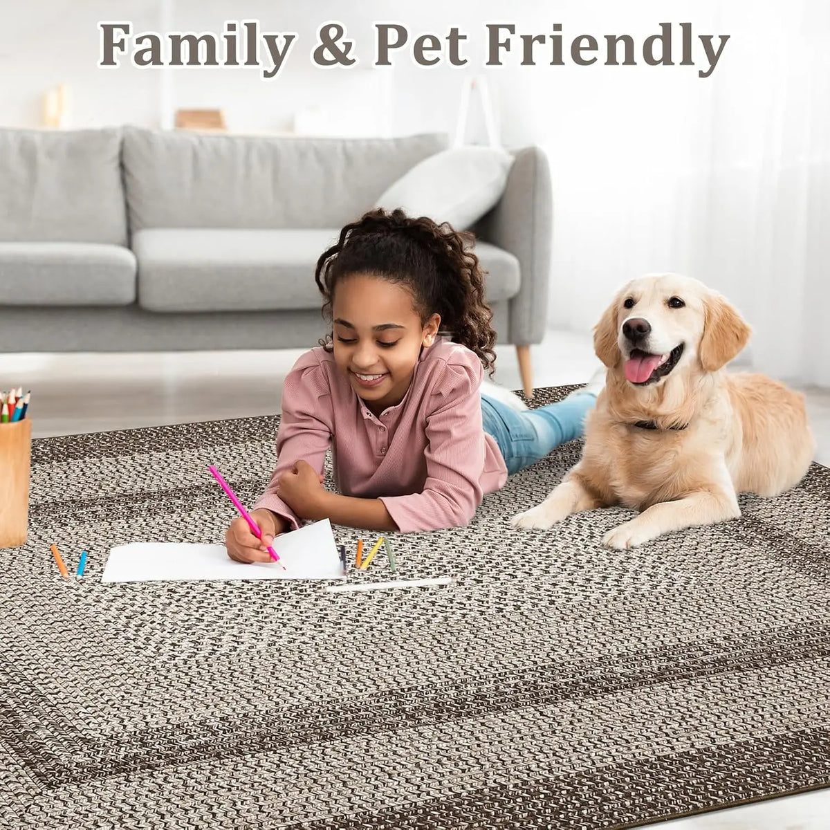 Garvee Boho Braided Area Rug Non Shedding Moroccan Home Decor