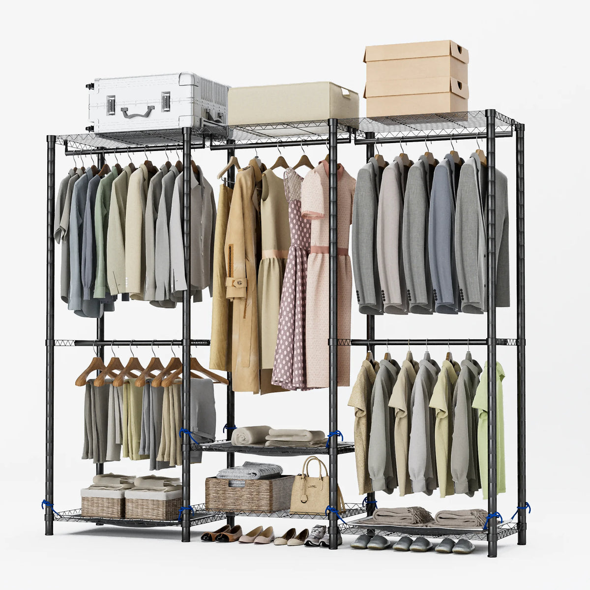 Freestanding Metal Clothes Rack Storage Organizer For Home And Bedroom