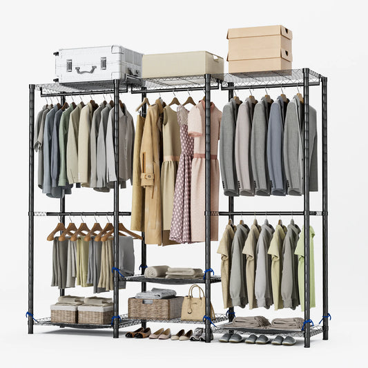 Freestanding Metal Clothes Rack Storage Organizer For Home And Bedroom