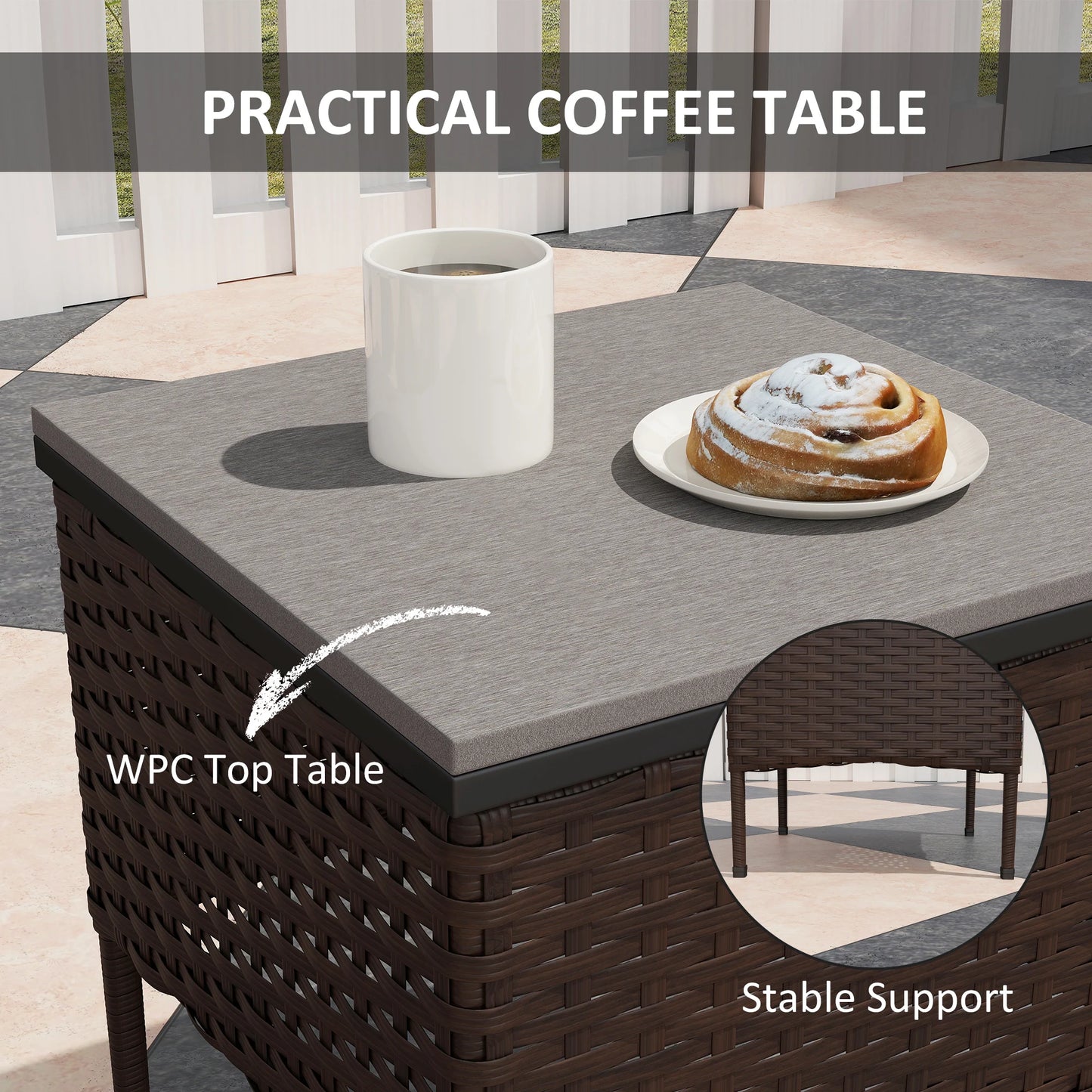 Outsunny Outdoor Patio Rocking Chairs Set With Coffee Table