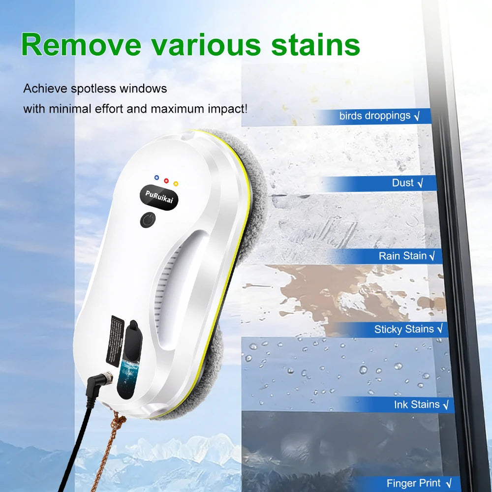 PuRuiKai Automatic Window Cleaning Robot With Intelligent Edge Detection