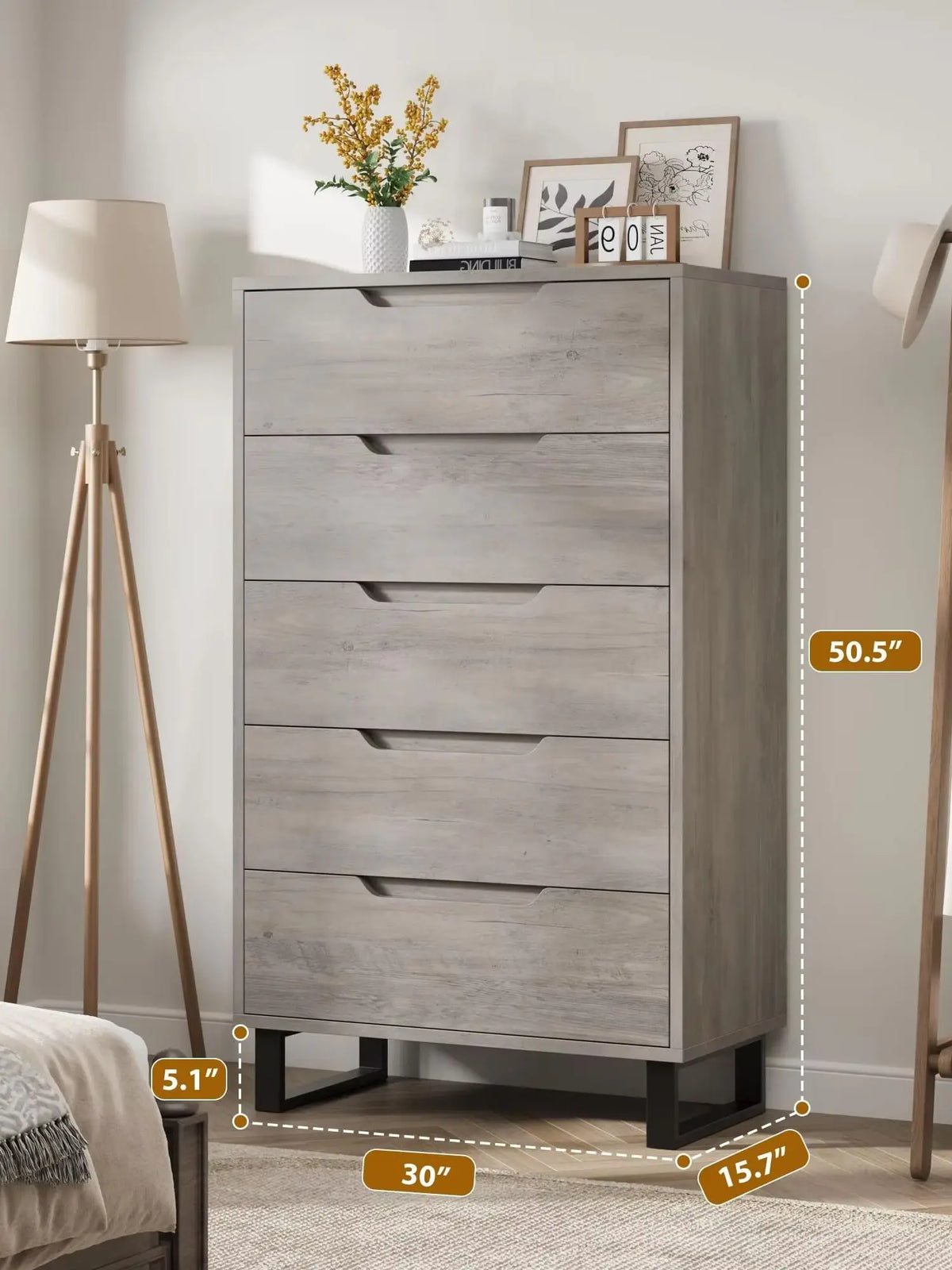 HiMISS Wooden Storage Dresser for Bedroom and Living Room