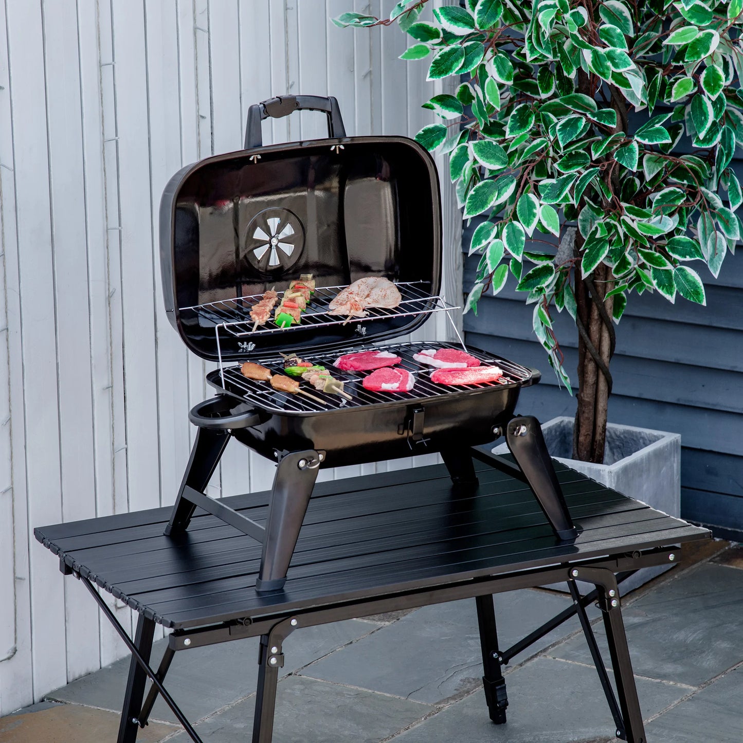 Outsunny Portable Charcoal Grill For Outdoor Camping And Picnic