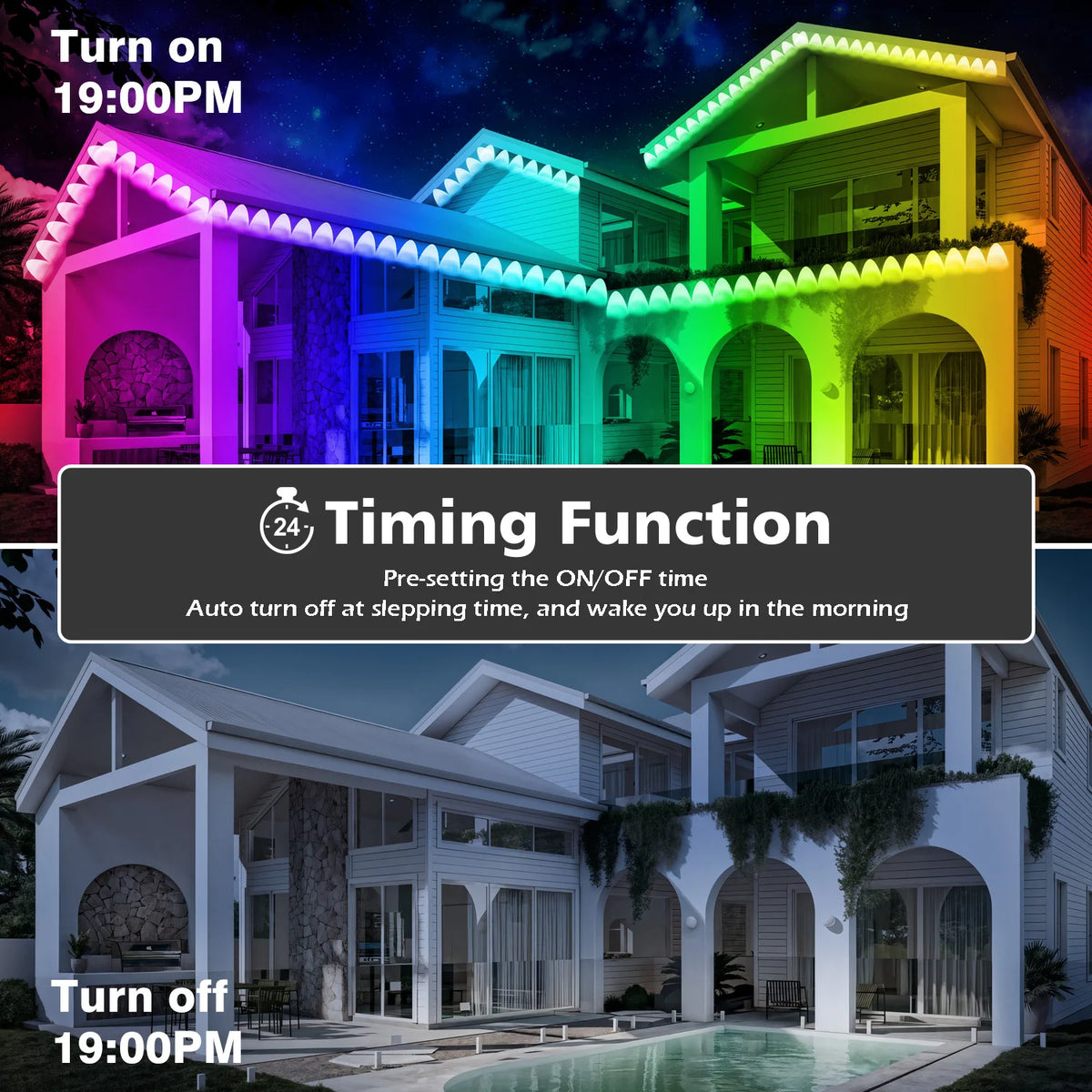 RCUICA Smart RGB Outdoor Eaves Lights With App Control Waterproof