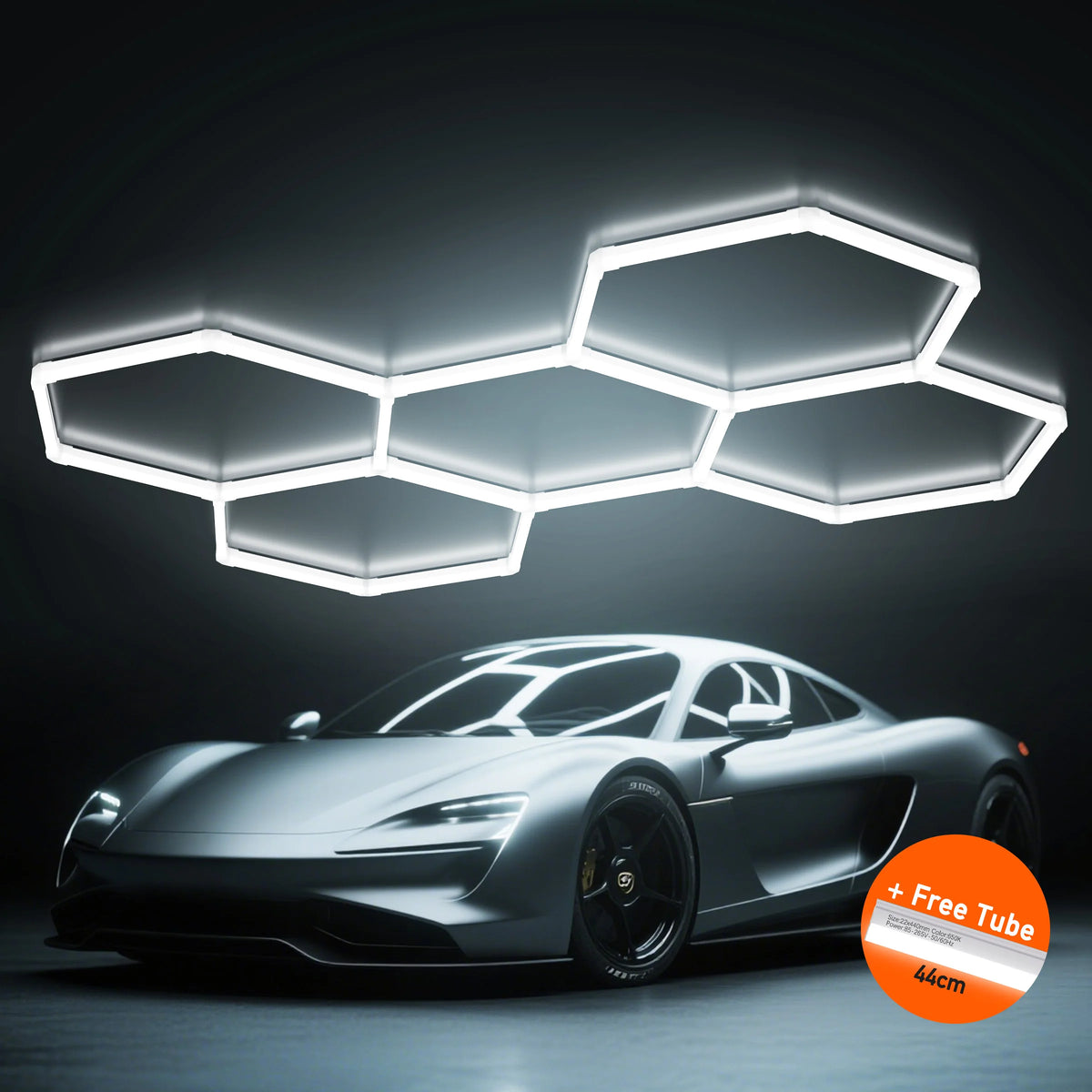 Hexagon LED Garage Light for Workshops, Auto Repair and Showrooms