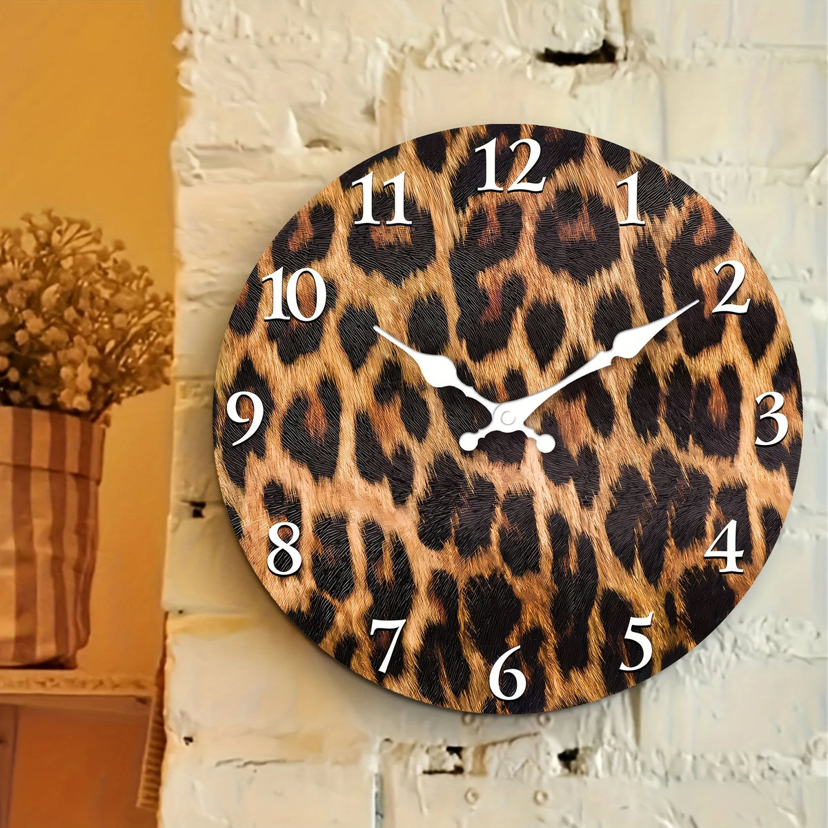 Elegant Leopard Print Silent Wall Clock For Home Decor