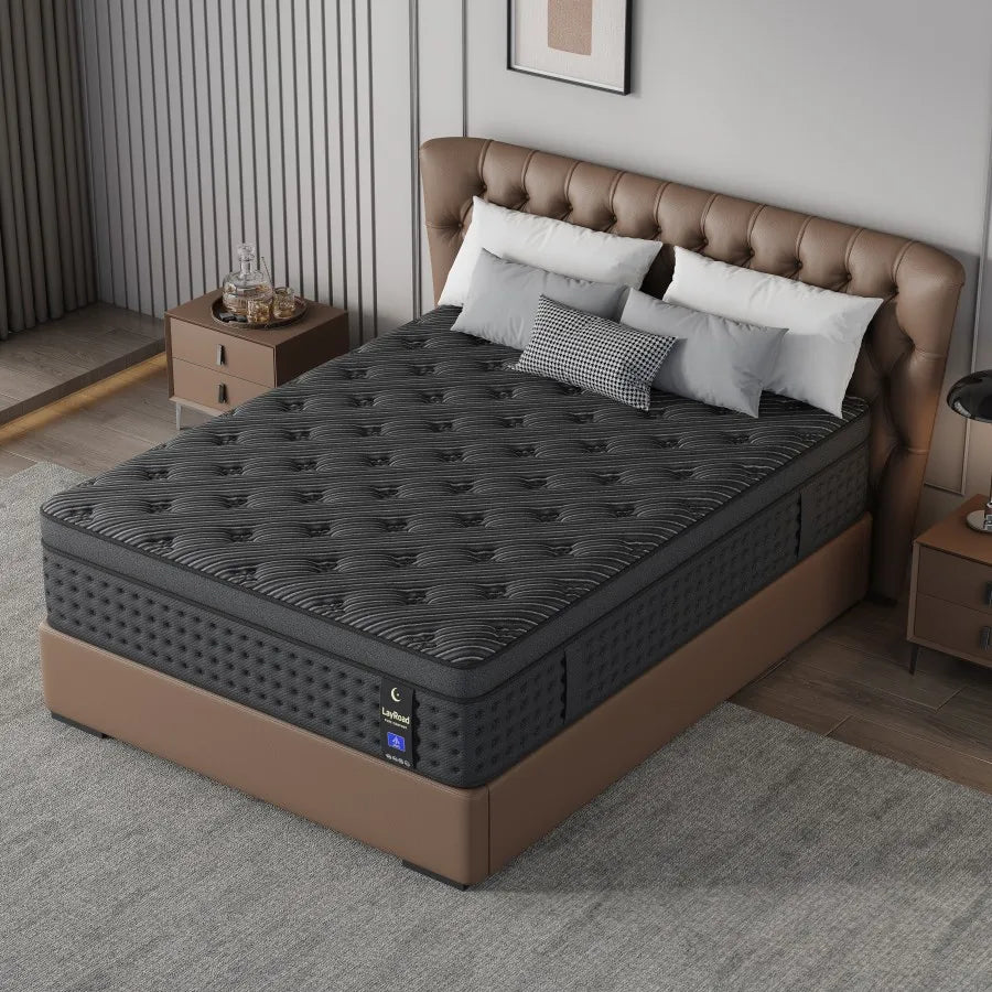 LAYROAD Memory Foam Hybrid Mattress With Pocket Springs, Medium Firm