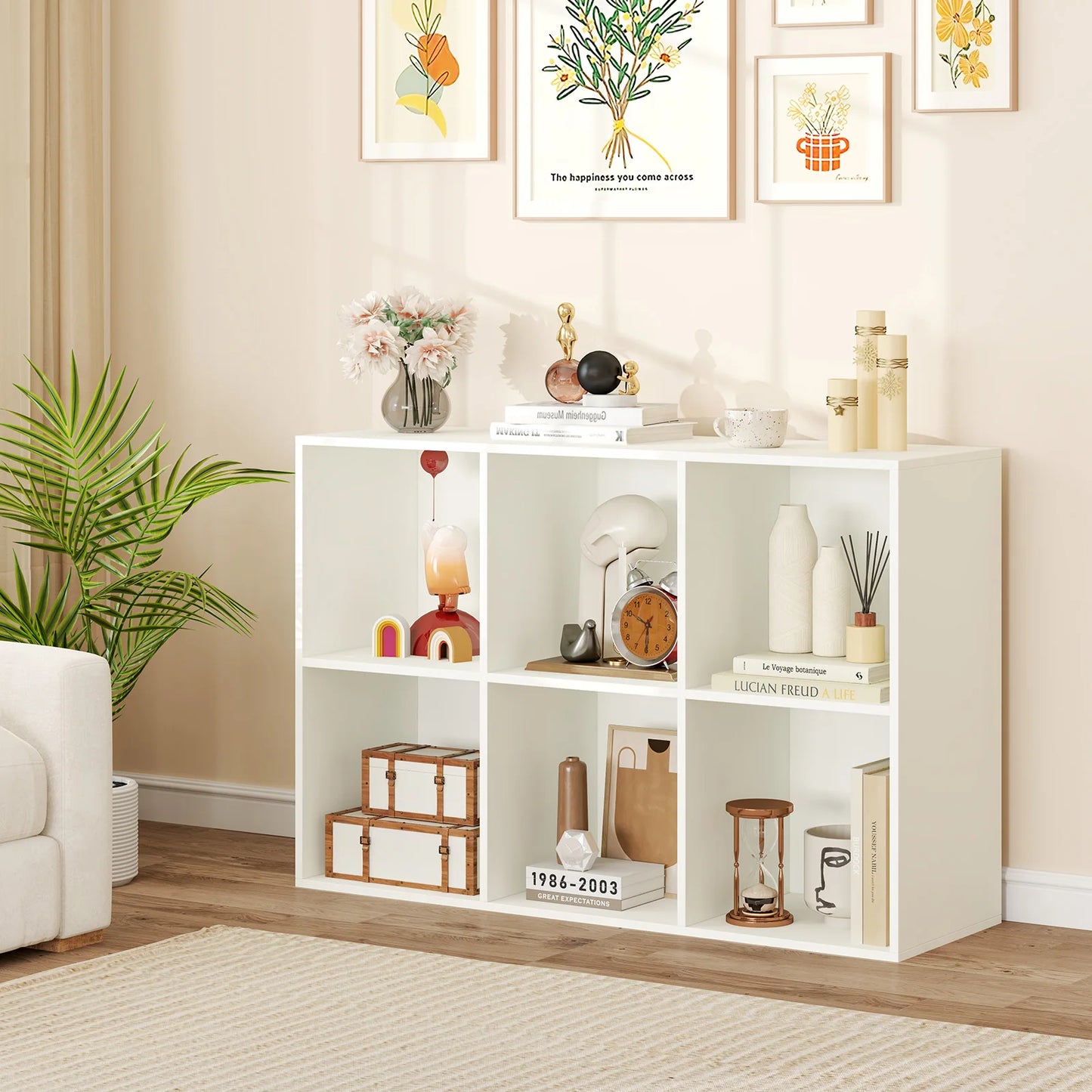Homasis Modern 6 Cube Bookcase Versatile Storage Organizer Shelf