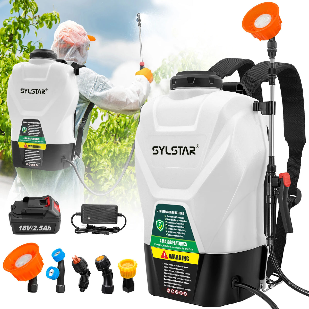 21V Electric Backpack Sprayer With Telescopic Wand for Garden Weeding