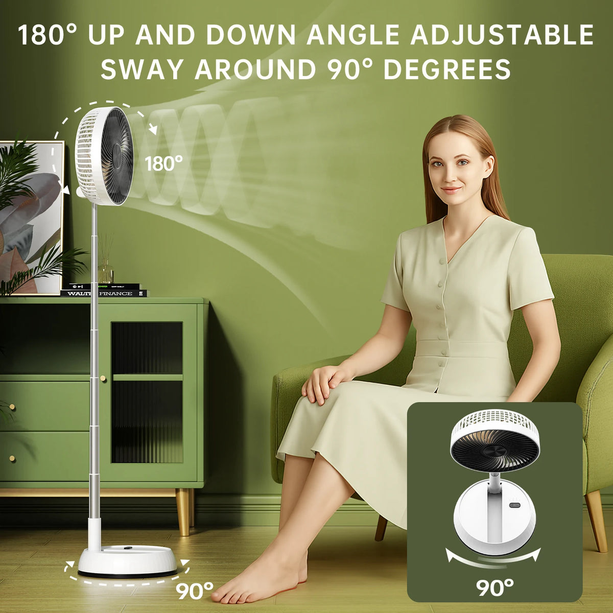 Tengkesi Portable Oscillating Fan With Remote Control And Battery