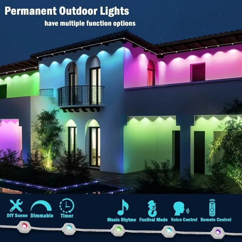 MIMIRGB Smart RGBIC Outdoor LED Eaves String Lights