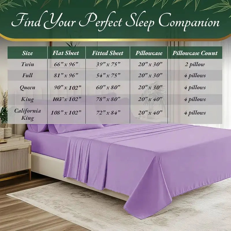 Bamboo Viscose Cooling Bed Sheet Set Breathable And Comfortable