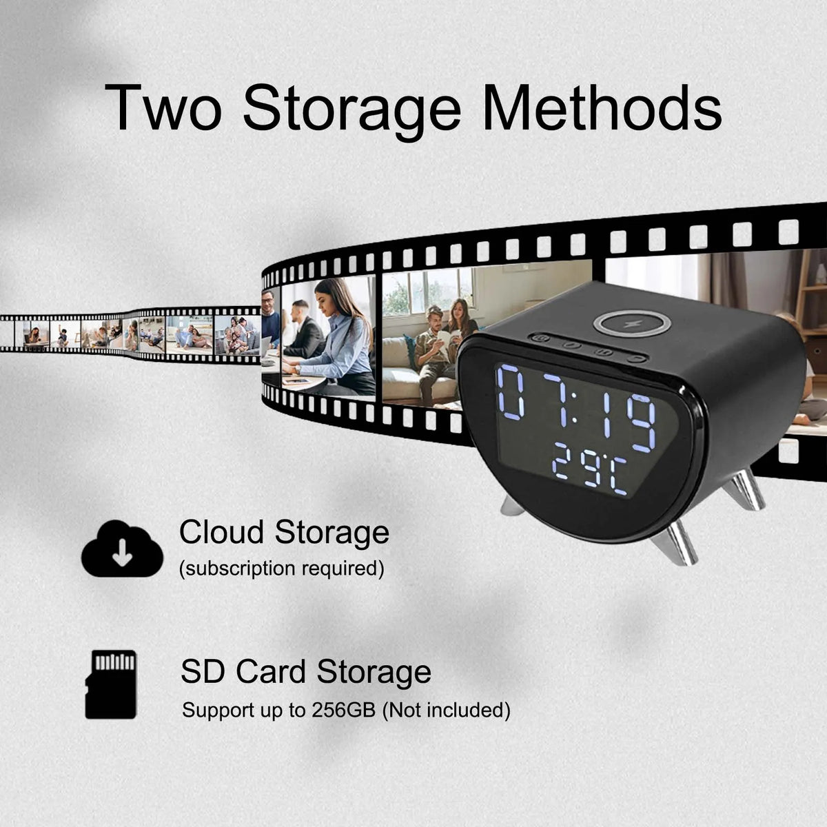 Ouvis 4K WiFi Clock Camera Wireless Charging And Motion Detection