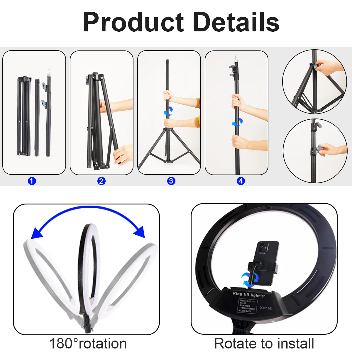 UEGOGO Adjustable Ring Light With Tripod And Phone Mounts