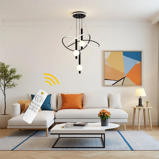Stylish LED Pendant Light Featuring Adjustable Height And Remote Dimming