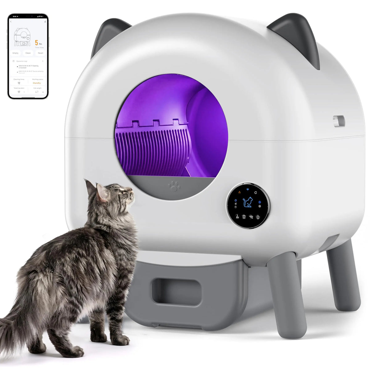 HiMISS Automatic Self Cleaning Cat Litter Box Smart App Control